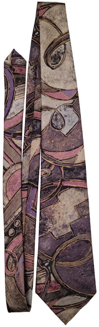 Vintage Pierre Cardin Mens Abstract Tie Purple Pink Gray Black USA 3.75x57.5